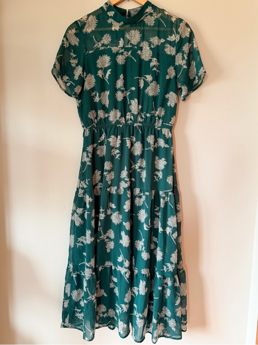 Lulus Floral Dressed Up Dark Green Floral Print Midi Dress